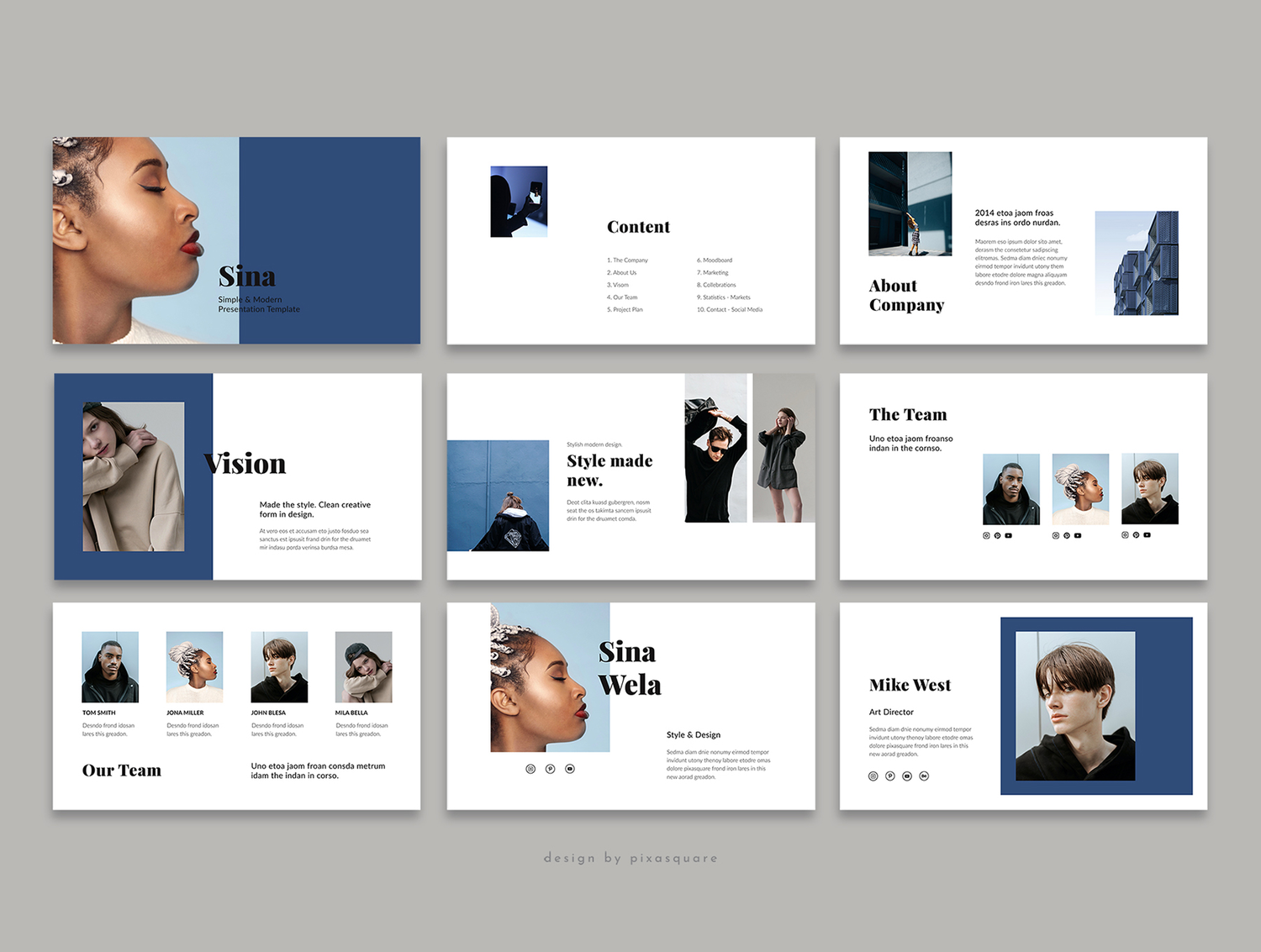 3642 时尚简洁多用途个人作品集设计Keynote模版 SINA – Keynote Stylish Template