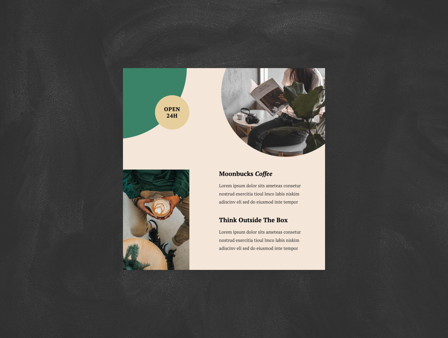 3643 方形简约咖啡主题菜单排版设计PPT+Keynote模版 Coffee Shop Social Media Instagram Post