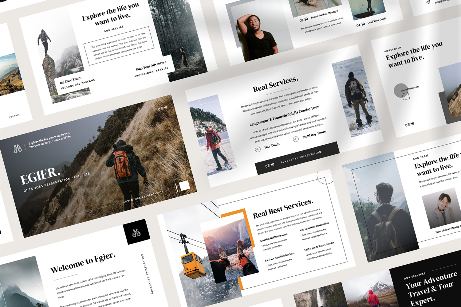 3644 户外探险主题多功能旅行项目计划报告PPT+Keynote模版 EGIER – Outdoor Presentation Template