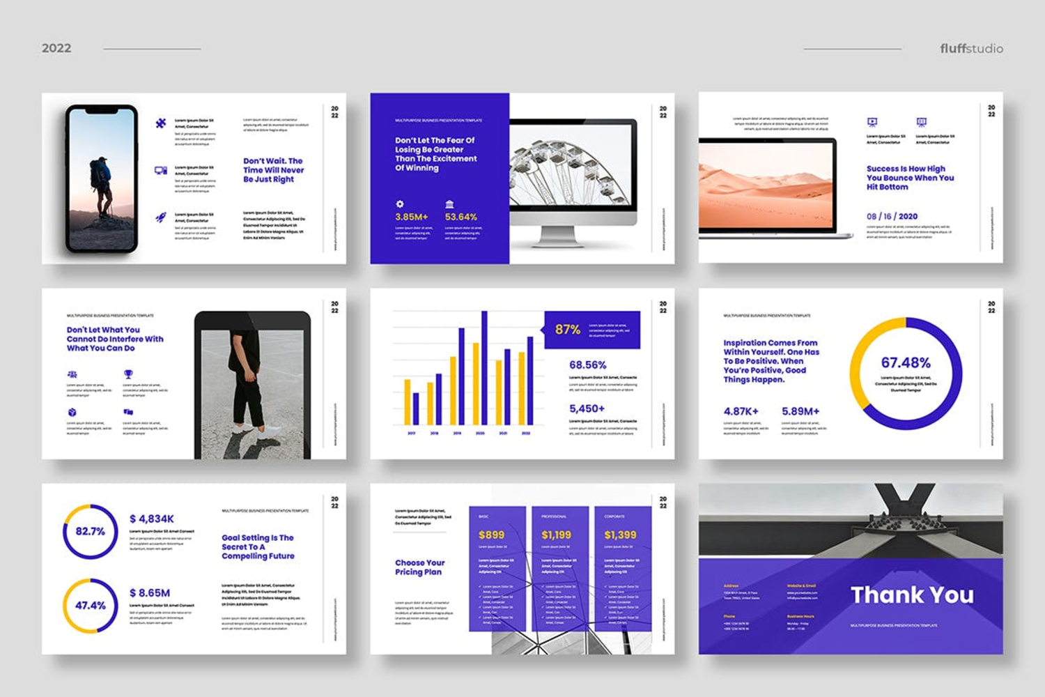 3653 现代简约多用途设计建筑室内电商项目作品集Keynote模版 Fortura – Multipurpose Keynote Template