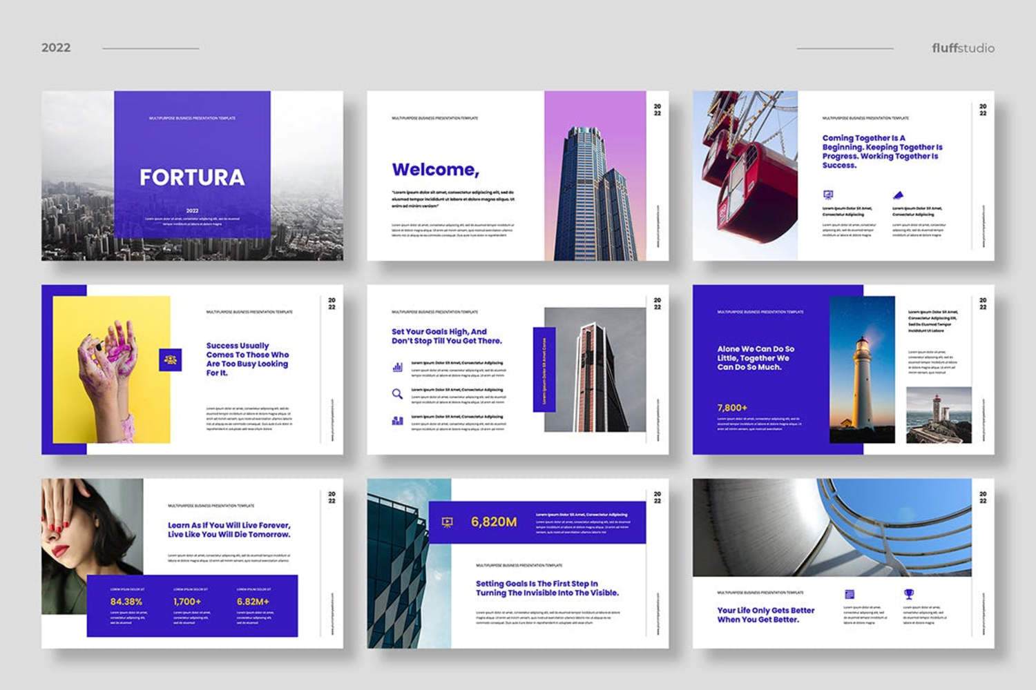 3653 现代简约多用途设计建筑室内电商项目作品集Keynote模版 Fortura – Multipurpose Keynote Template