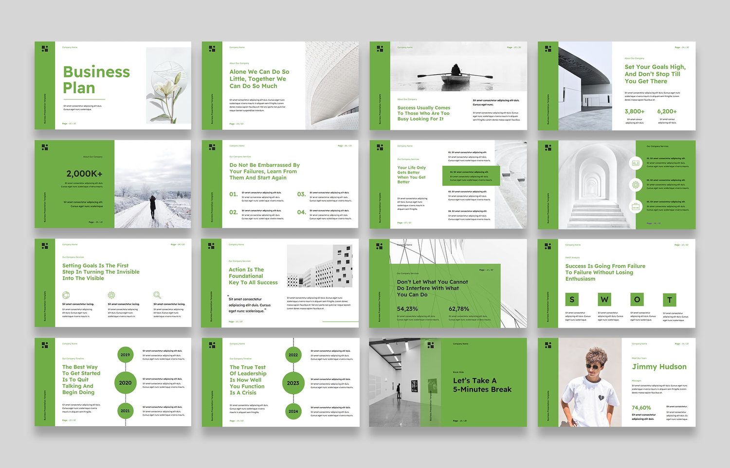 3654 简洁绿色创意现代商业计划书路演报告Keynote模版 Simple Green White Creative Modern Business Plan