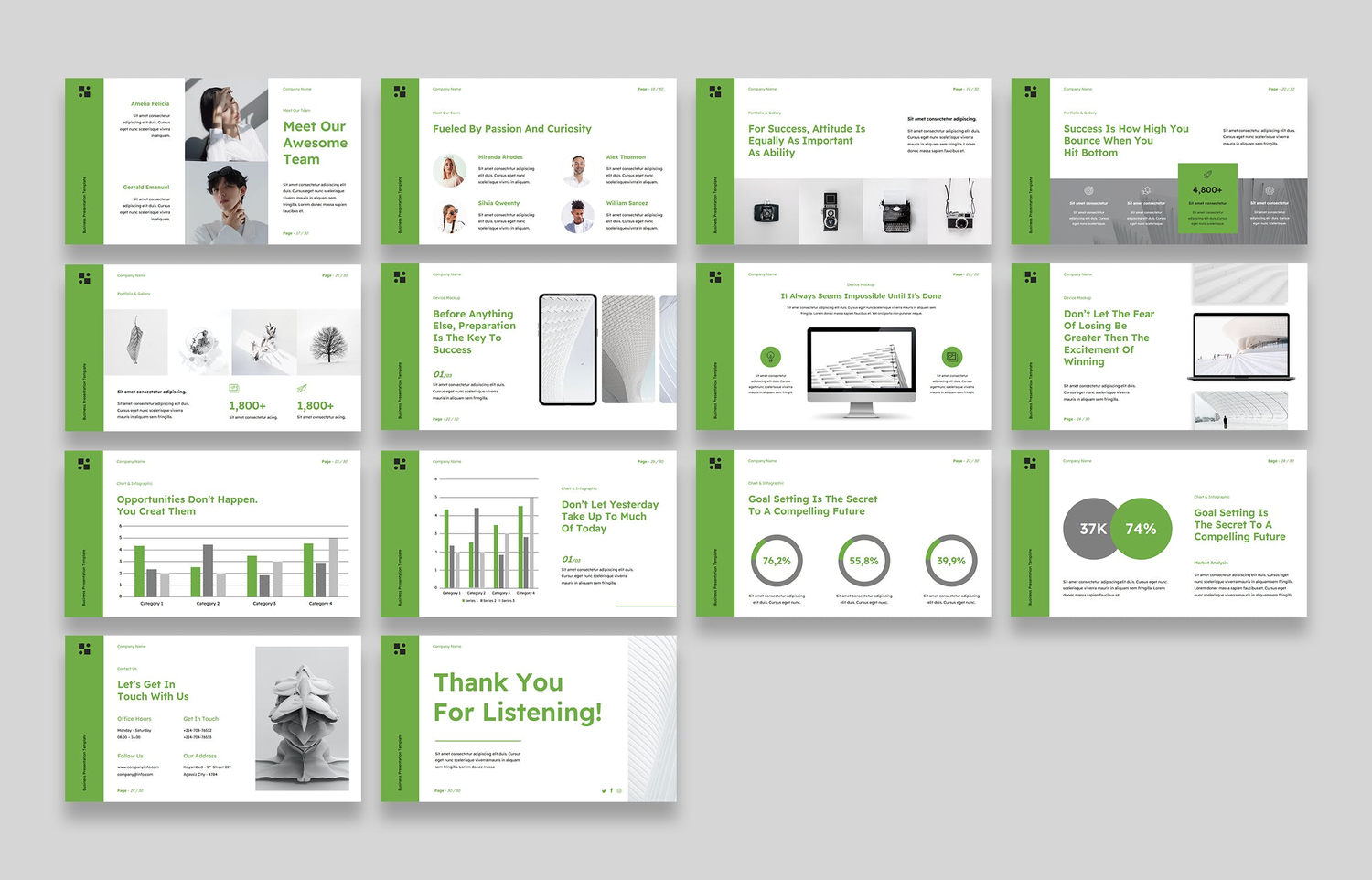 3654 简洁绿色创意现代商业计划书路演报告Keynote模版 Simple Green White Creative Modern Business Plan