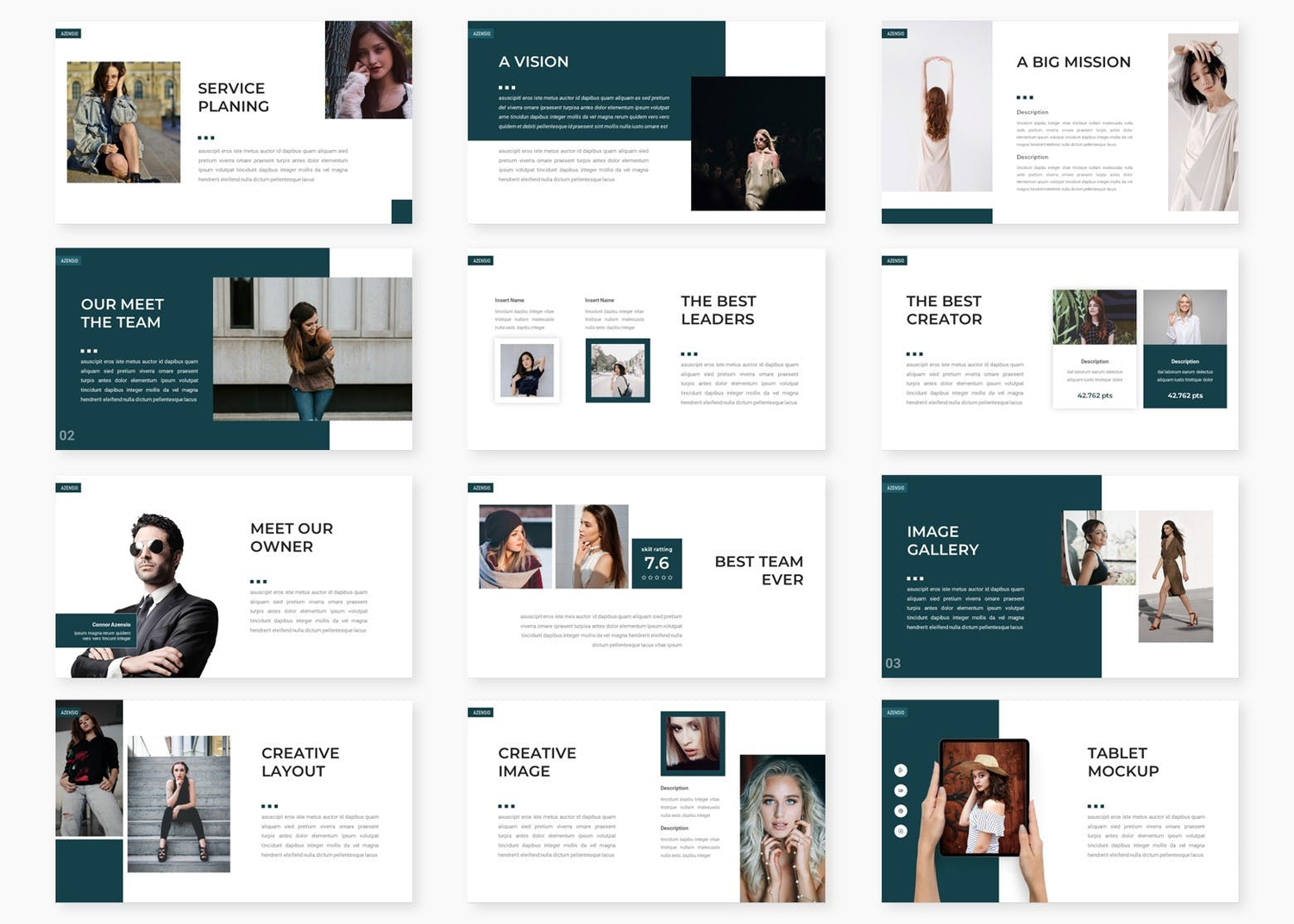 3656 极简创意品牌战略发布会Keynote模版 Azensio – Business Keynote Template