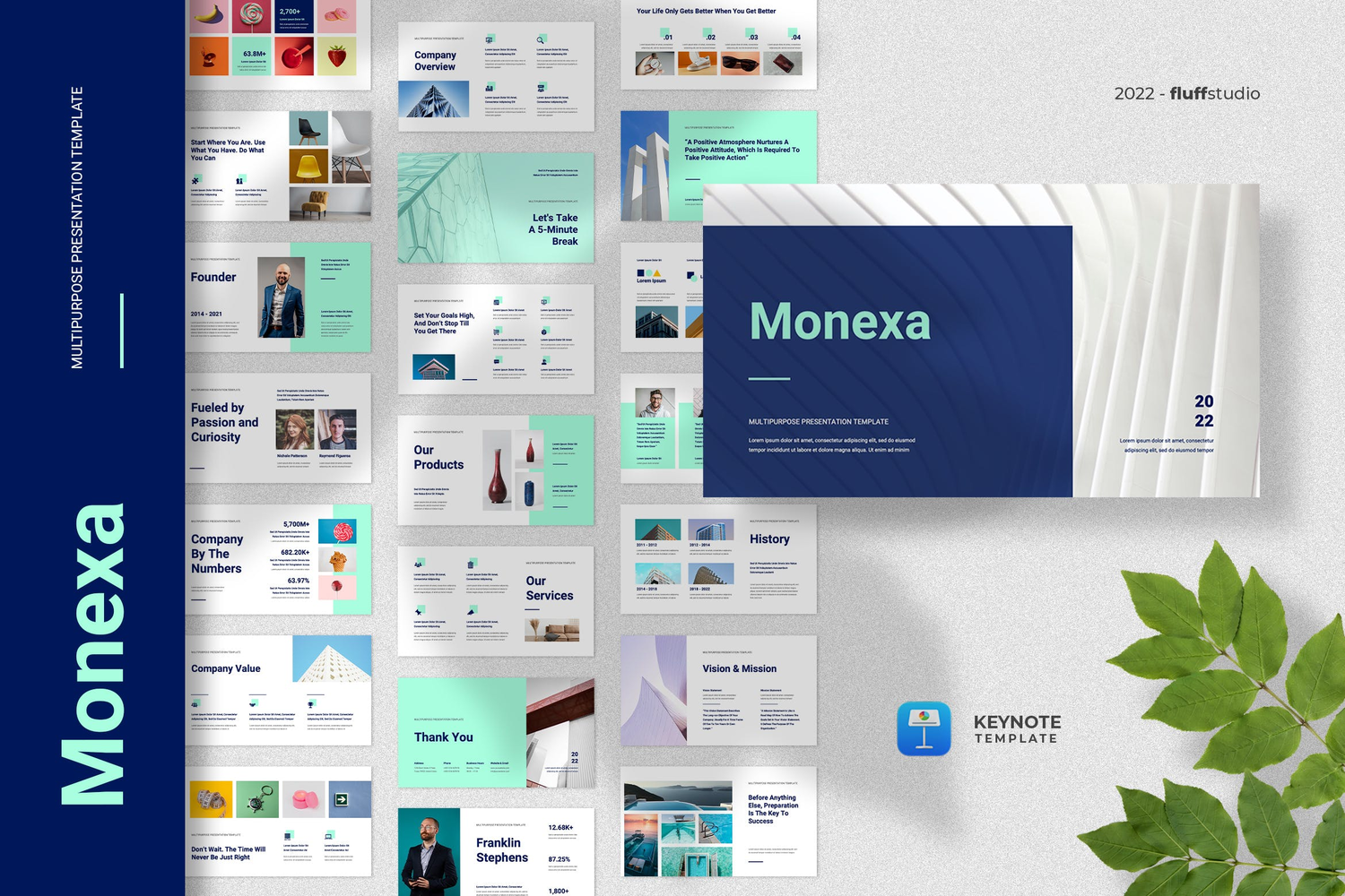 3658 室内建筑作品集商业设计工作室宣传Keynote模版 Monexa – Business Keynote Template