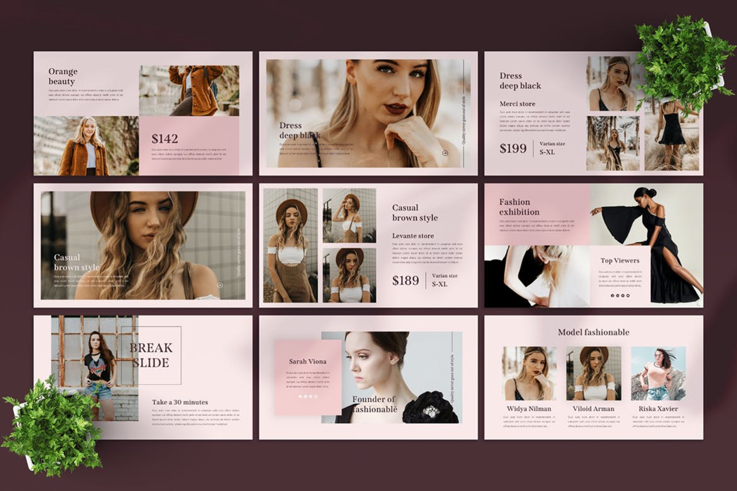 3669 优雅时尚女性品牌鞋帽服饰品牌报告新品发布Keynote模版Fashionable – Keynote Template