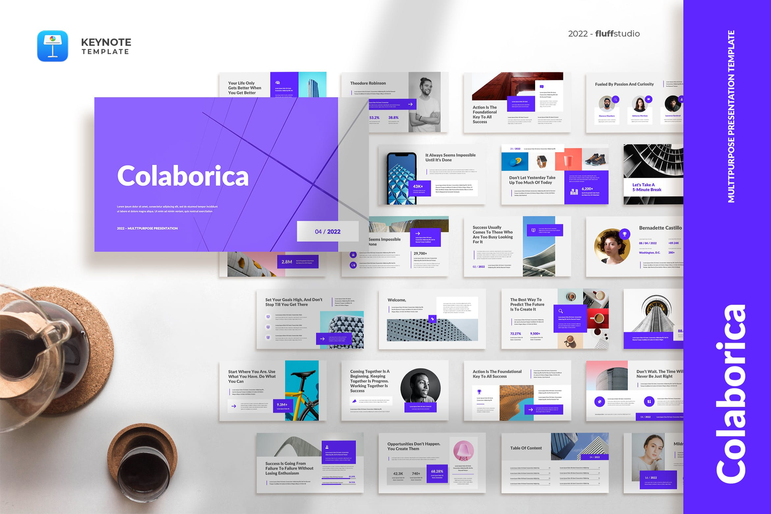 3670 简洁个人毕业设计面试作品集展示Keynote模板 Colaborica – Multipurpose Keynote Template