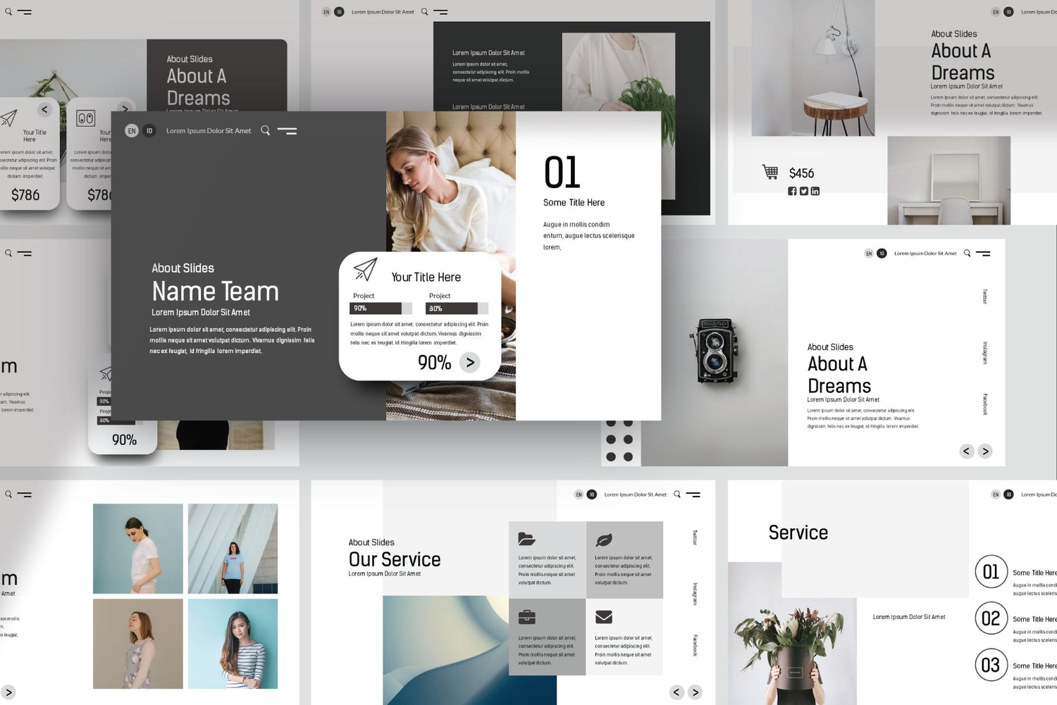 3681 家具办公品牌建筑设计作品集产品展示Keynote模板 Meracik keynote Template