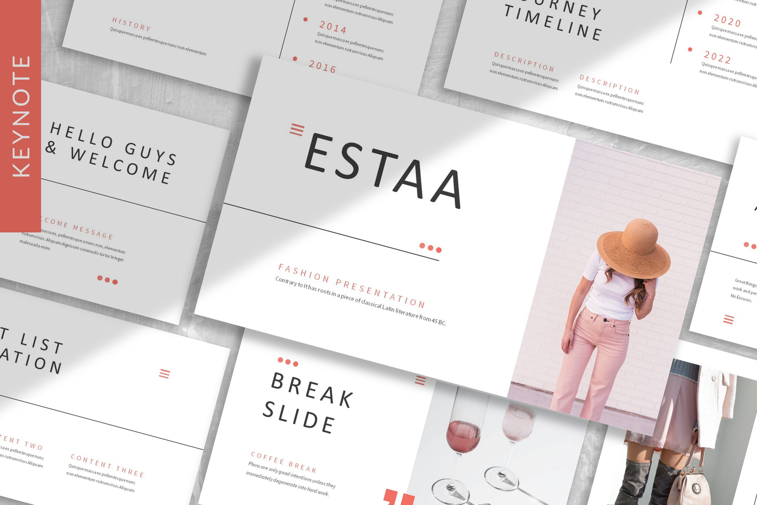 3685 时尚简洁化妆品女性优雅产品项目介绍Keynote模板  Estaa – Business Keynote Template