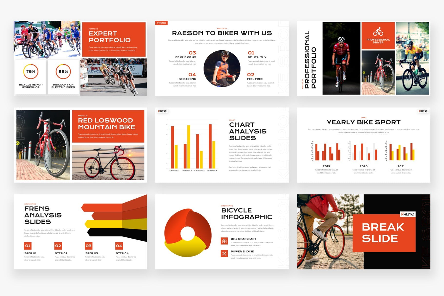 3688 体育竞技赛事自行车比赛报告活动策划Keynote模板 FRENS – Bike Sport Keynote Template