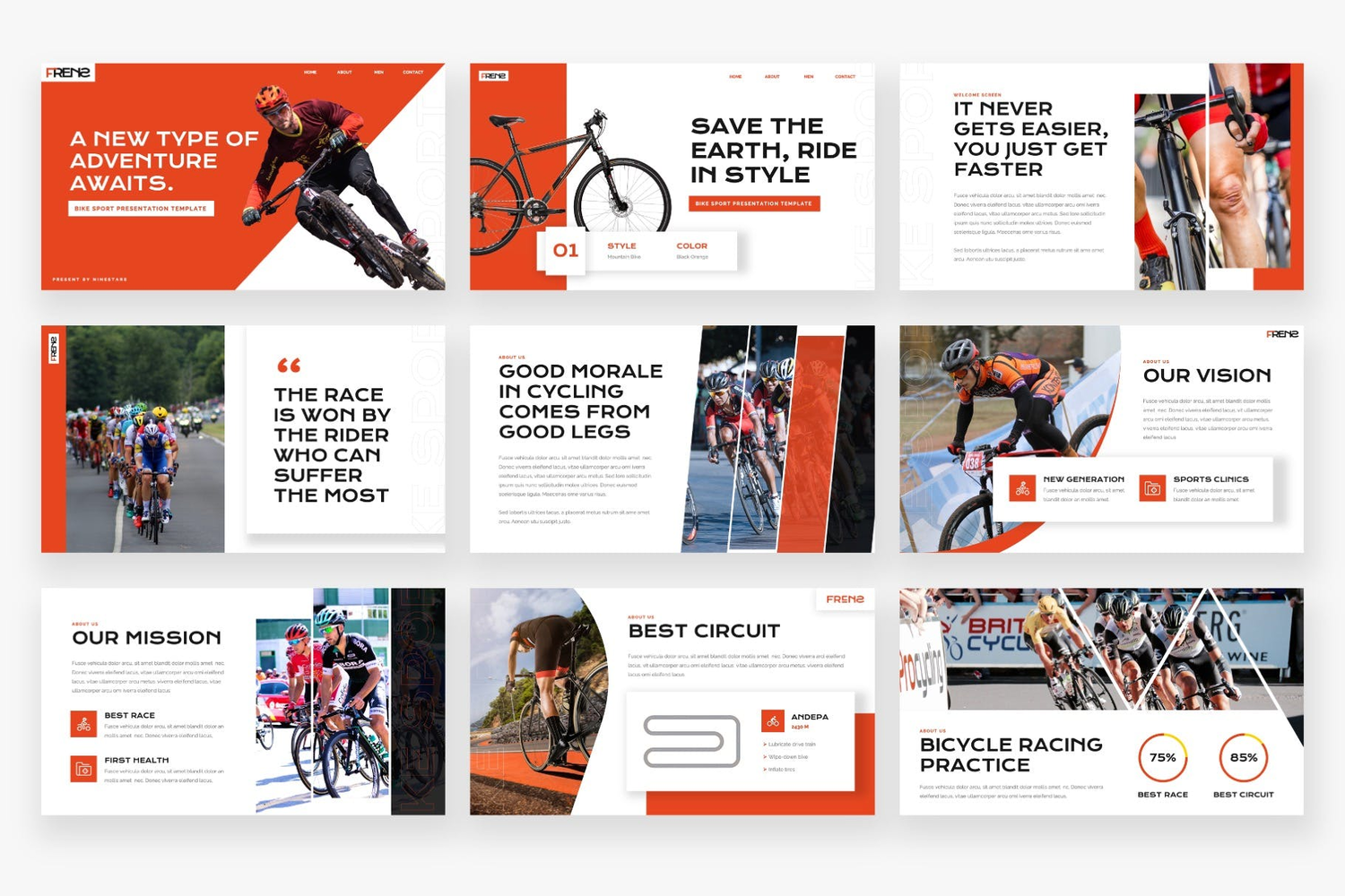 3688 体育竞技赛事自行车比赛报告活动策划Keynote模板 FRENS – Bike Sport Keynote Template