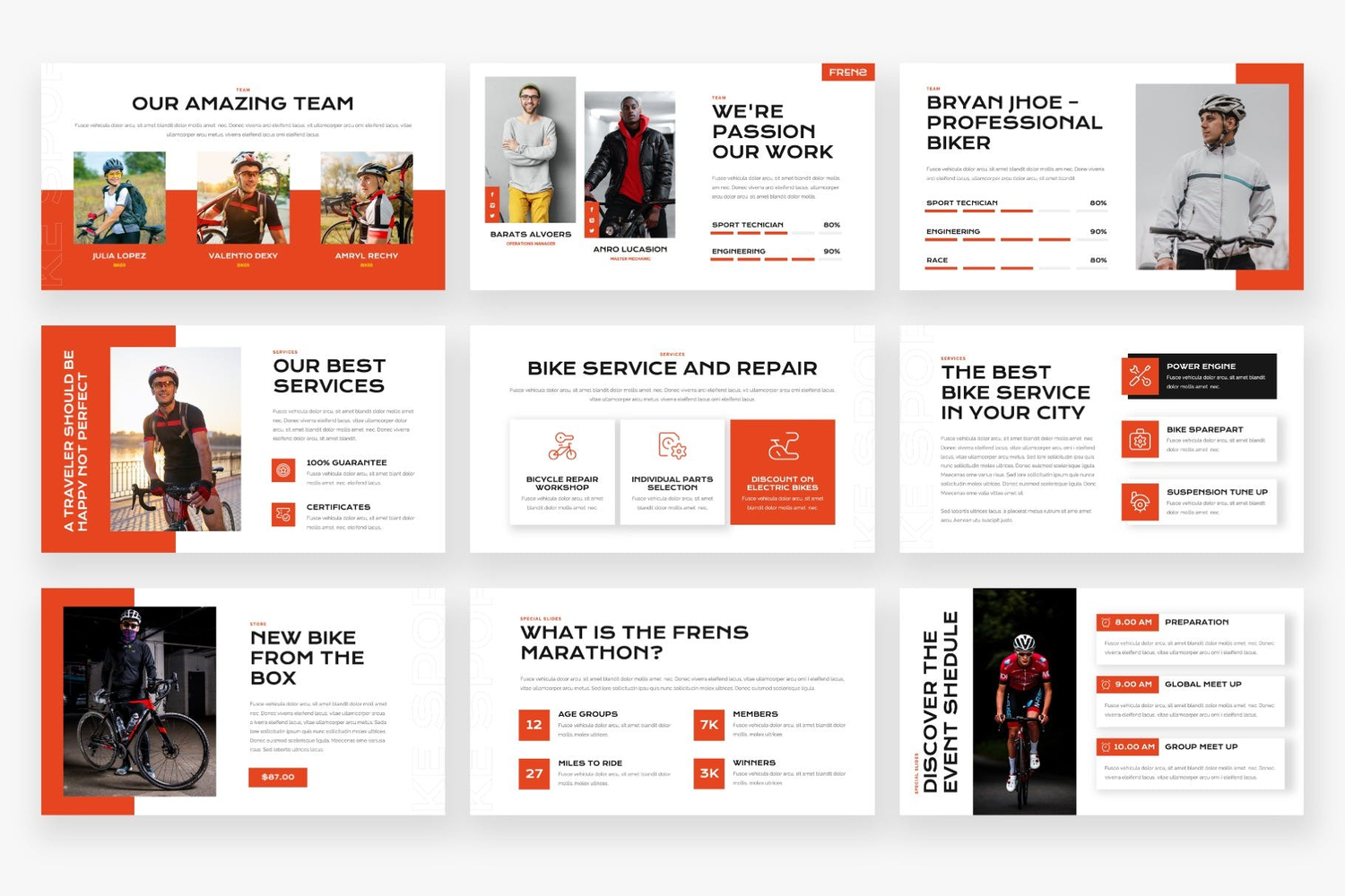 3688 体育竞技赛事自行车比赛报告活动策划Keynote模板 FRENS – Bike Sport Keynote Template