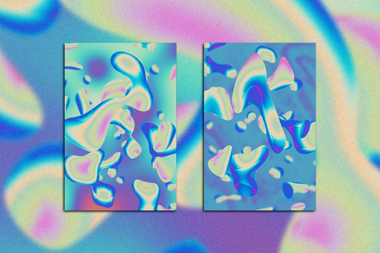 3702 5款高清全息液体水滴微生物背景素材  Holographic Fluids Vol. 02