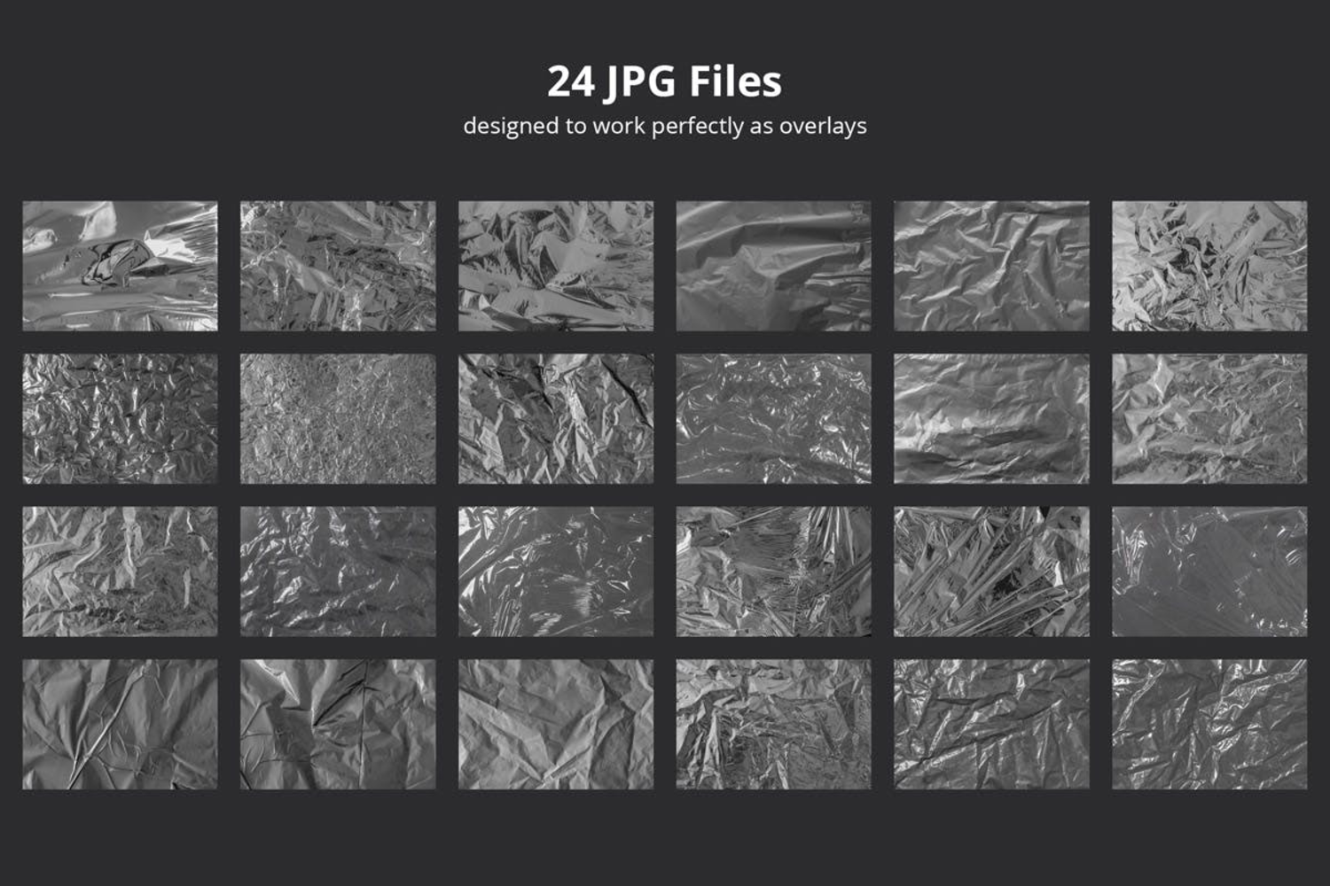 3709 24款金属潮流褶皱铝箔材质贴图海报背景图片纹理jpg平面设计素材 24 Foil Overlay Textures