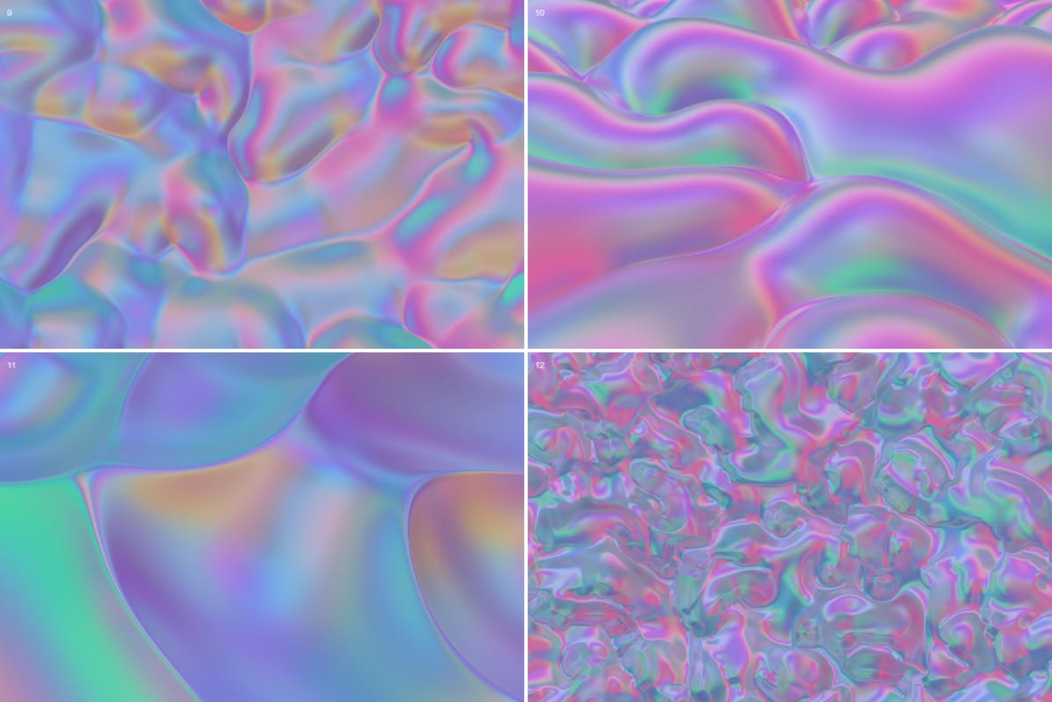 3728 15款高清复古炫彩抽象全息镭射彩虹流体渐变背景底纹图片设计素材 Iridescent Abstract Backgrounds