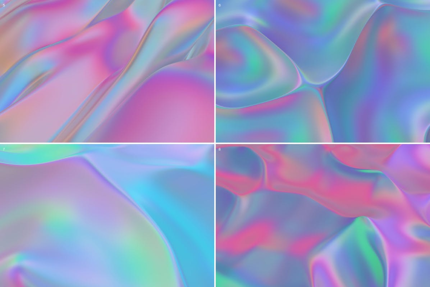 3728 15款高清复古炫彩抽象全息镭射彩虹流体渐变背景底纹图片设计素材 Iridescent Abstract Backgrounds