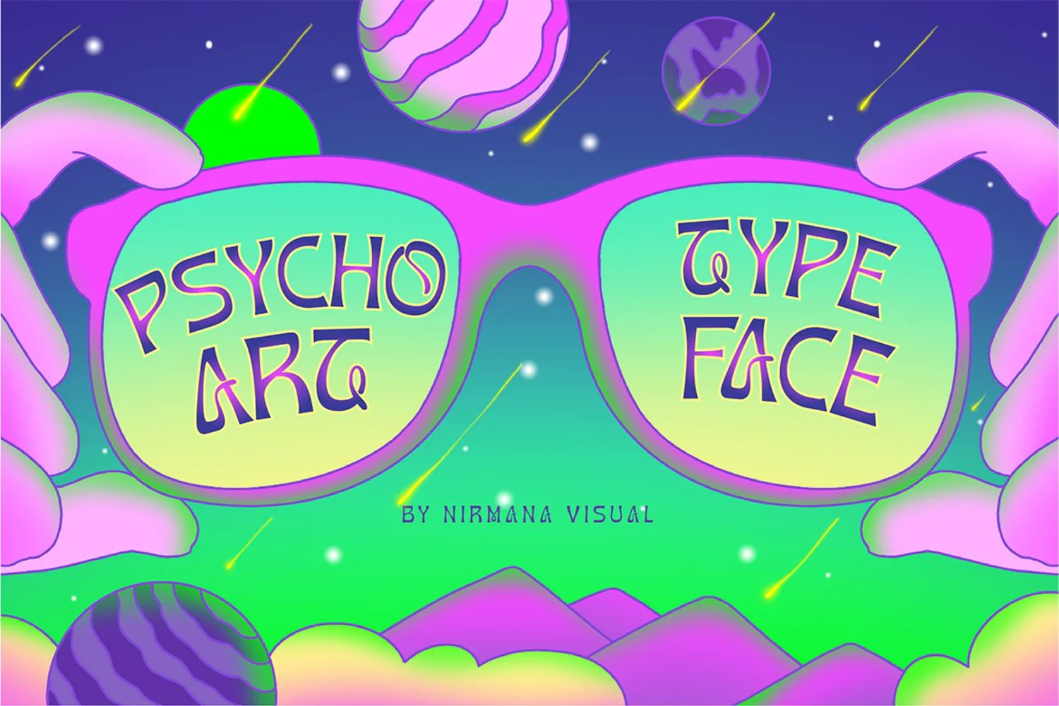 3744 Psychoart潮流复古酸性逆反差迷幻潮牌logo海报标题装饰英文字体 Psychoart Typeface – psychedelic font