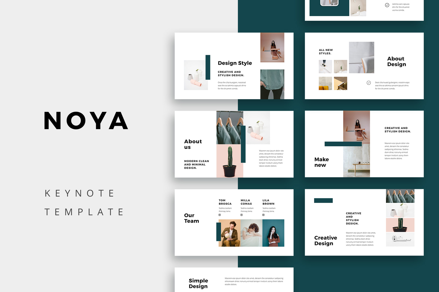 3816 建筑通用摄影装修设计作品集Keynote模板 NOYA – Modern Keynote Template