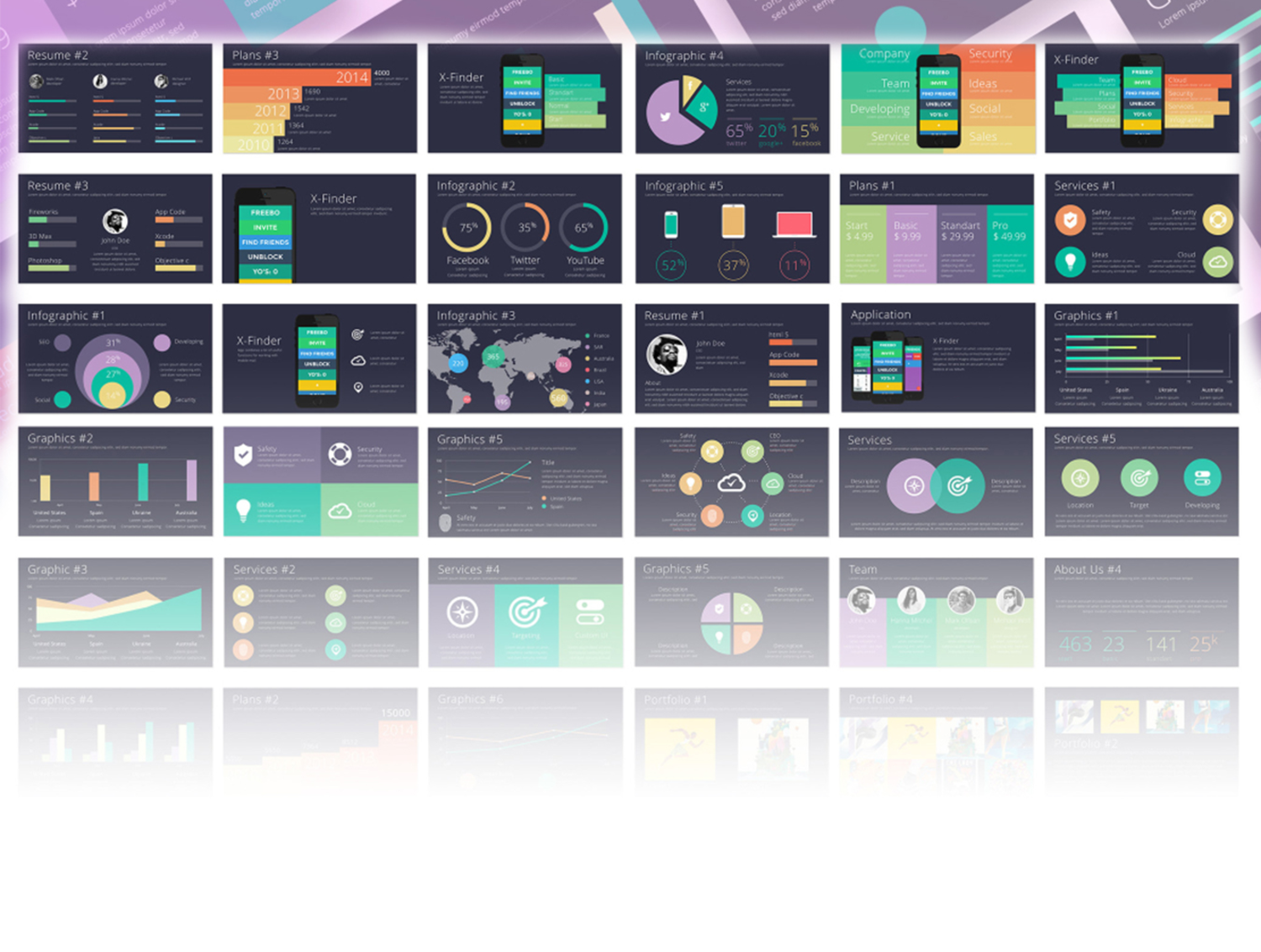 3818 信息数据图表工作汇报Keynote模板合集 Color-X Keynote Template