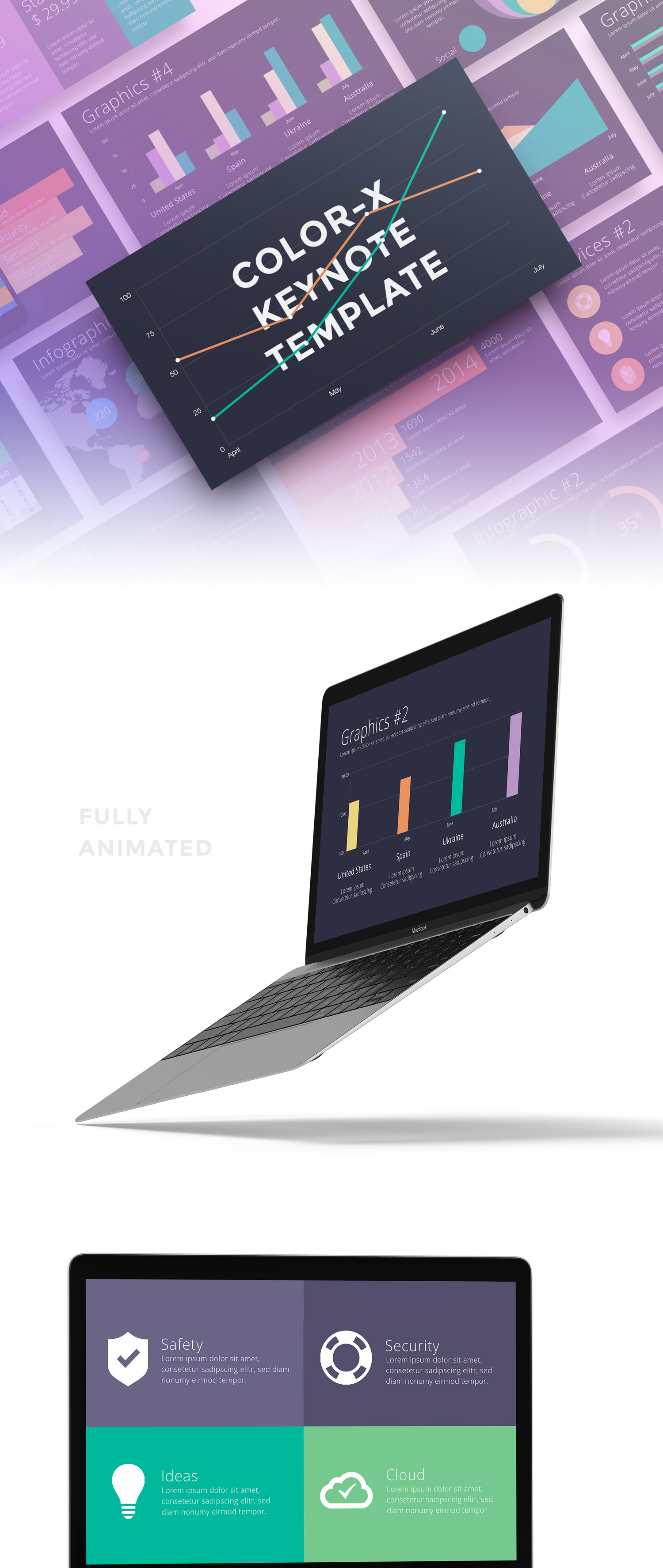 3818 信息数据图表工作汇报Keynote模板合集 Color-X Keynote Template