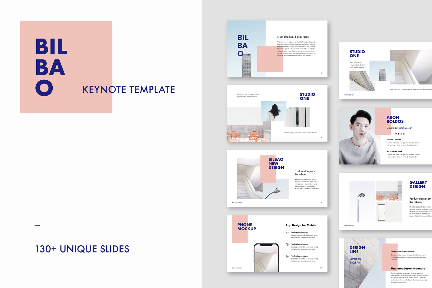 3821 简约企业项目合作商务个人作品集Keynote模板演示文稿 BILBAO – Keynote Template