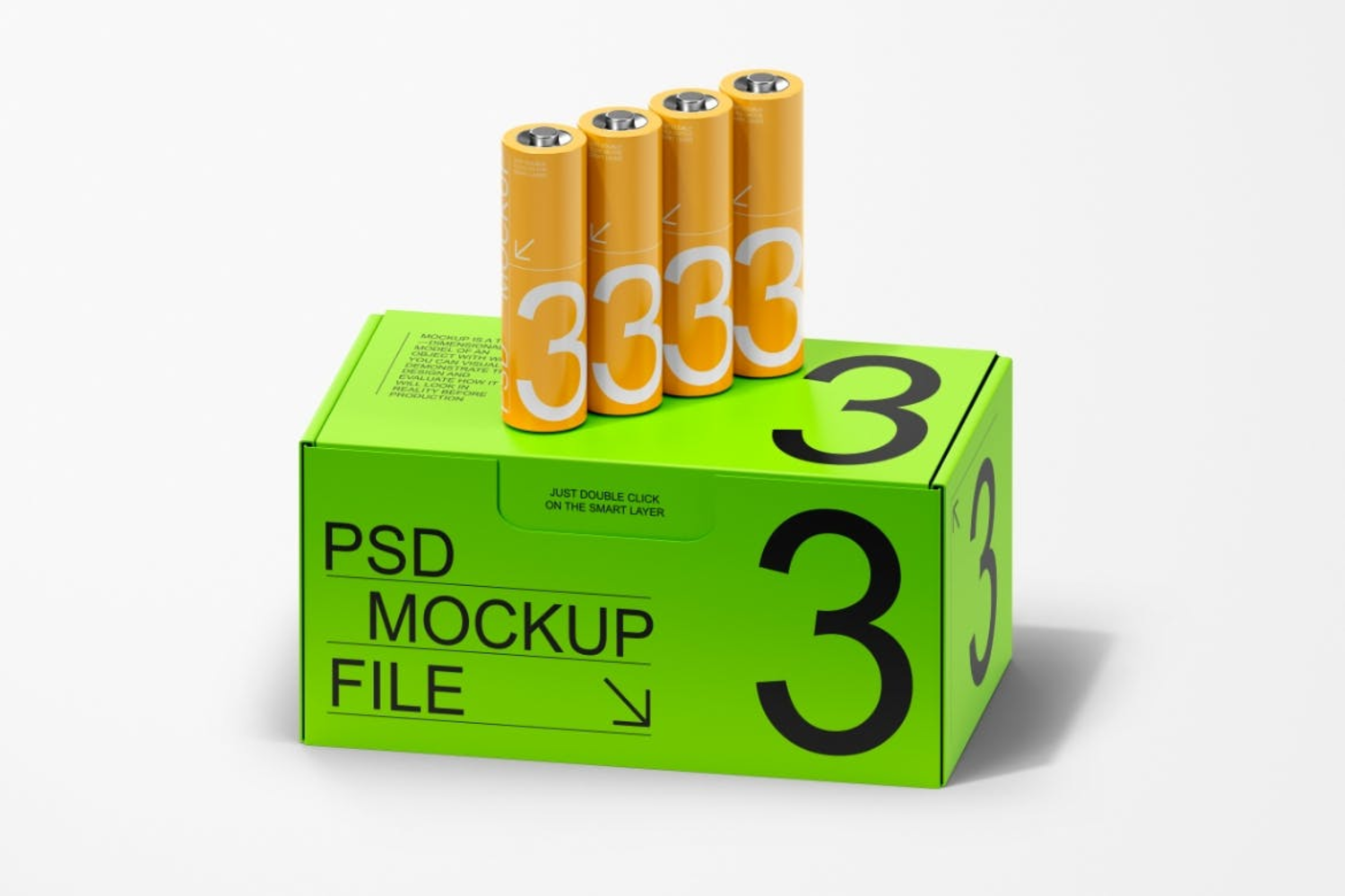 3830 4款电池纸盒时尚产品包装设计贴图ps样机素材展示效果图 Battery Packaging Mockup SetGOOODME.COM