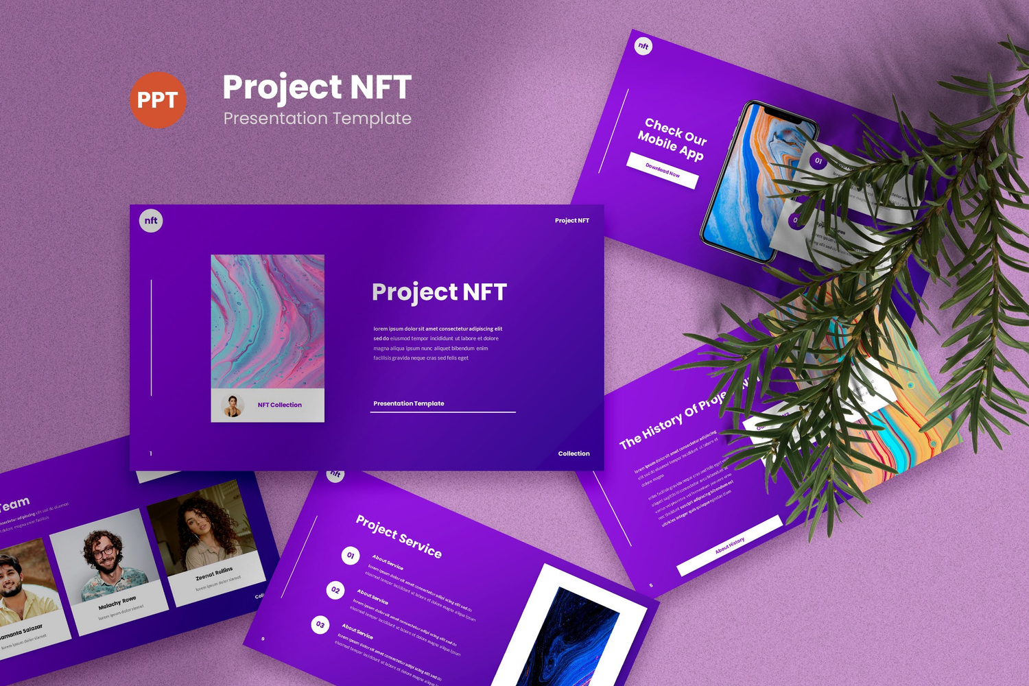 3874 创意NFT项目介绍演示PPT模板 Project NFT – Creative PowerPoint TemplateGOOODME.COM