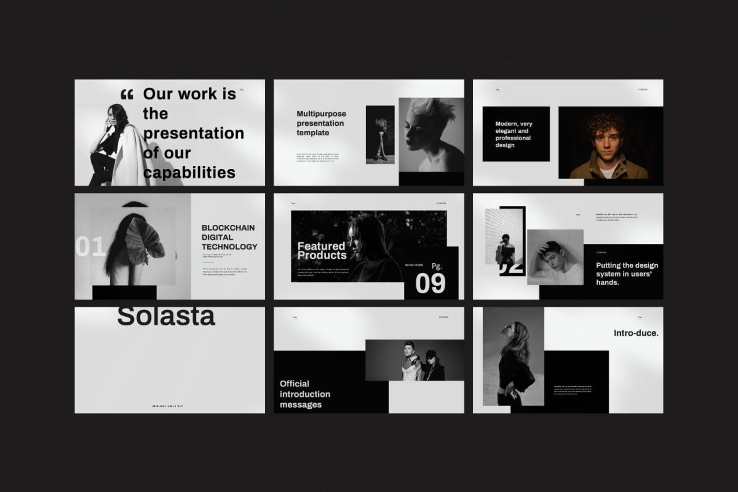 3883 极简黑白摄影写真个人简历作品集Keynote模版 Solasta – Minimal Creative KeynotesGOOODME.COM