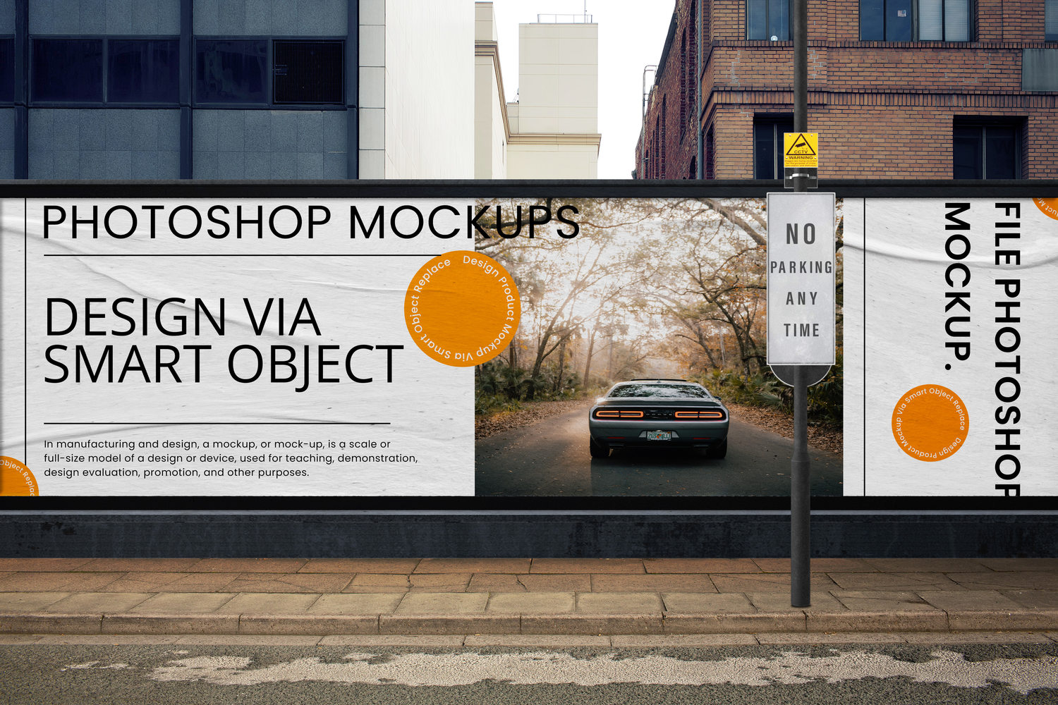 3889 3款墙面褶皱海报围挡墙绘设计展示PSD样机 Urban Billboard Mockups@GOOODME.COM