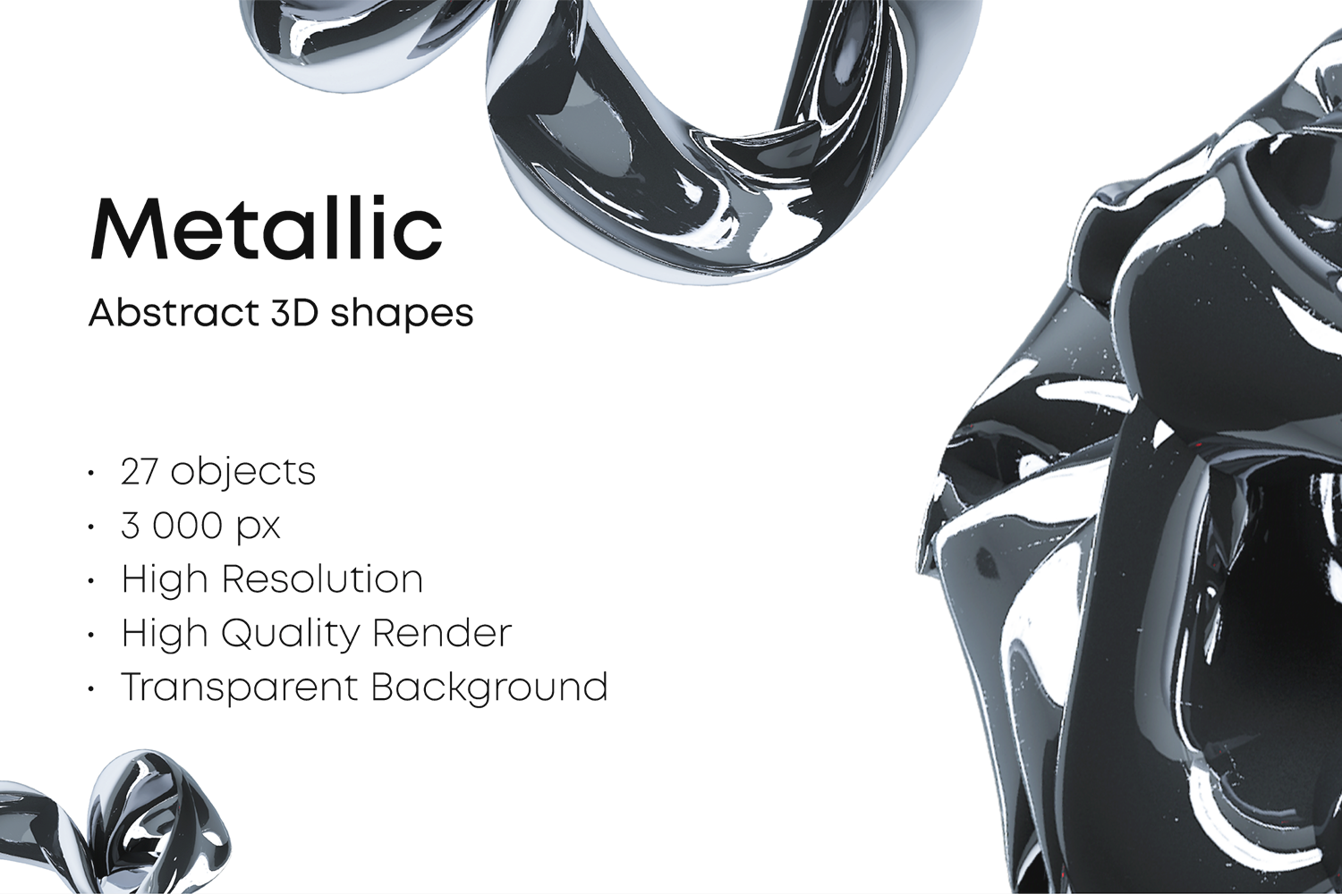 3930 27款抽象酸性金属模型高清PNG免抠素材 27 Abstract 3D shapes@GOOODME.COM