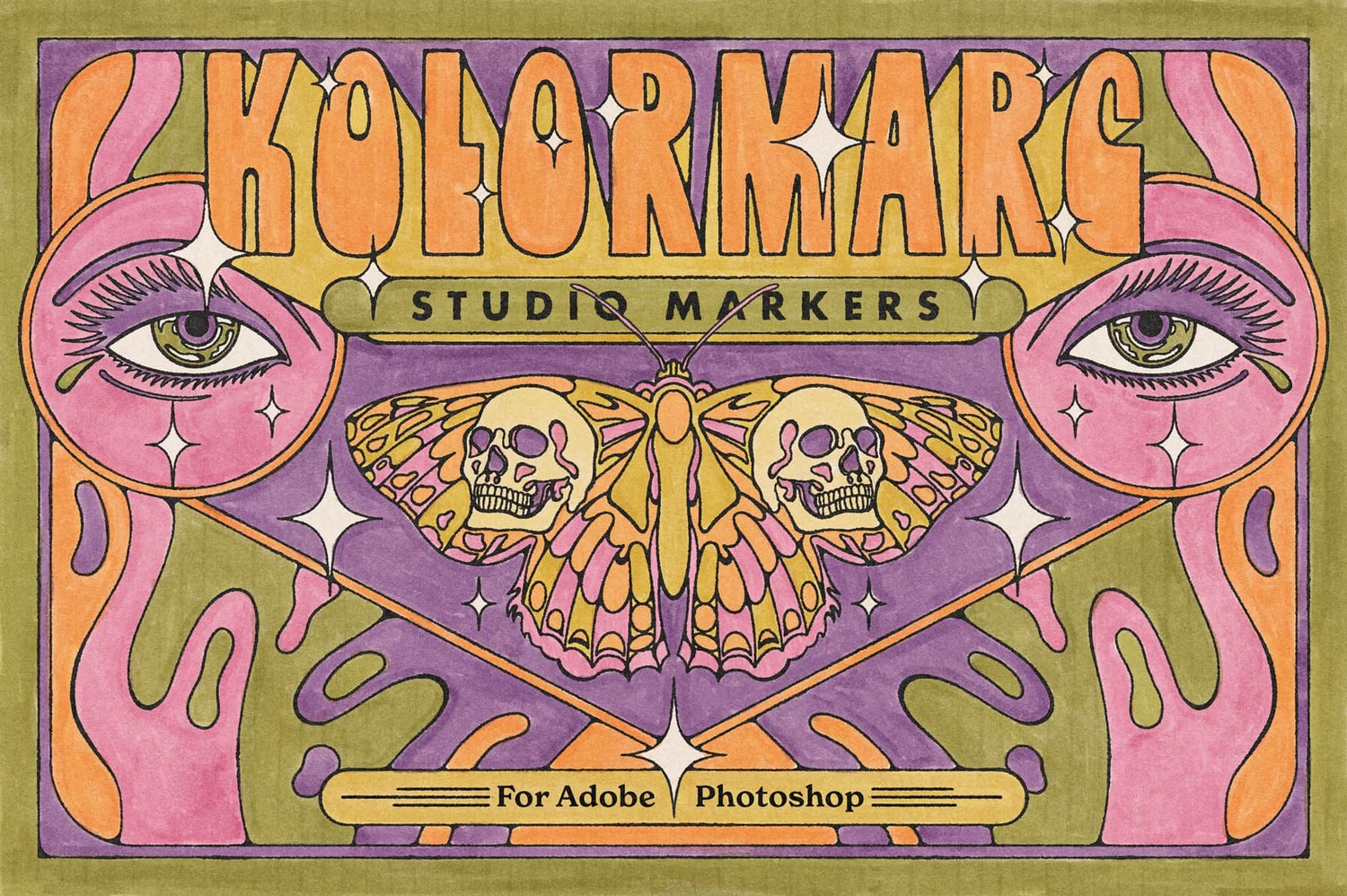 3933 30款真实水彩马克笔特效绘画肌理涂鸦手绘插图ps笔刷设计素材 KolorMarc Markers for Photoshop@GOOODME.COM