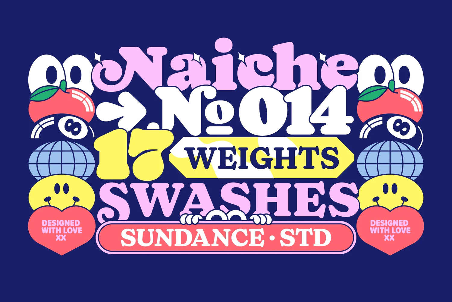 3935 34款Naiche潮流创意卡通趣味时尚潮牌logo海报标题英文字体家族 Naiche Font Family@GOOODME.COM