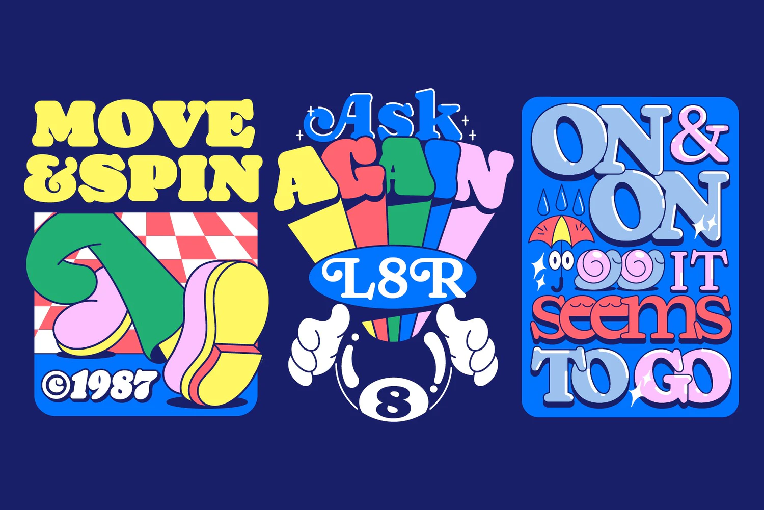 3935 34款Naiche潮流创意卡通趣味时尚潮牌logo海报标题英文字体家族 Naiche Font Family@GOOODME.COM