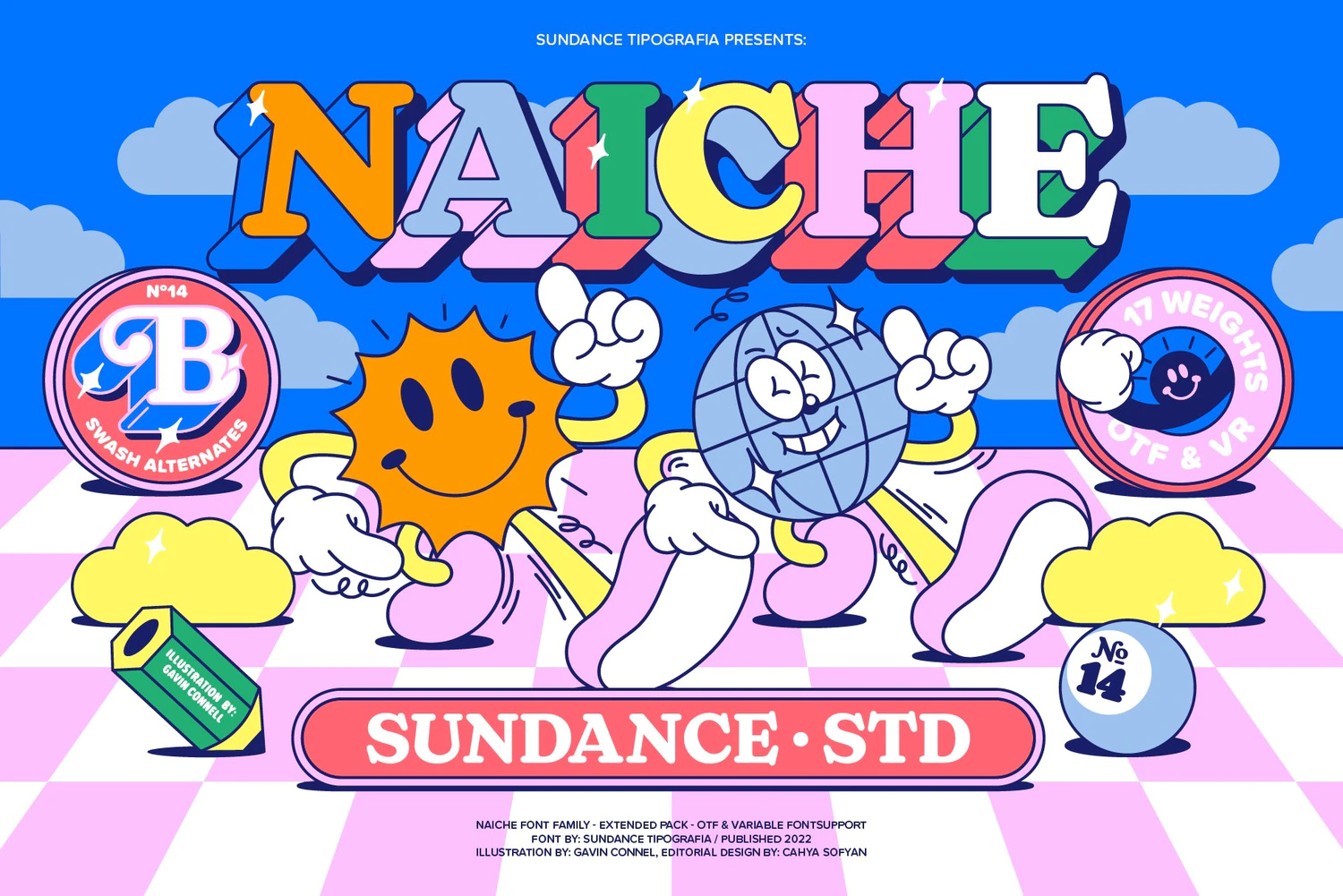 3935 34款Naiche潮流创意卡通趣味时尚潮牌logo海报标题英文字体家族 Naiche Font Family@GOOODME.COM