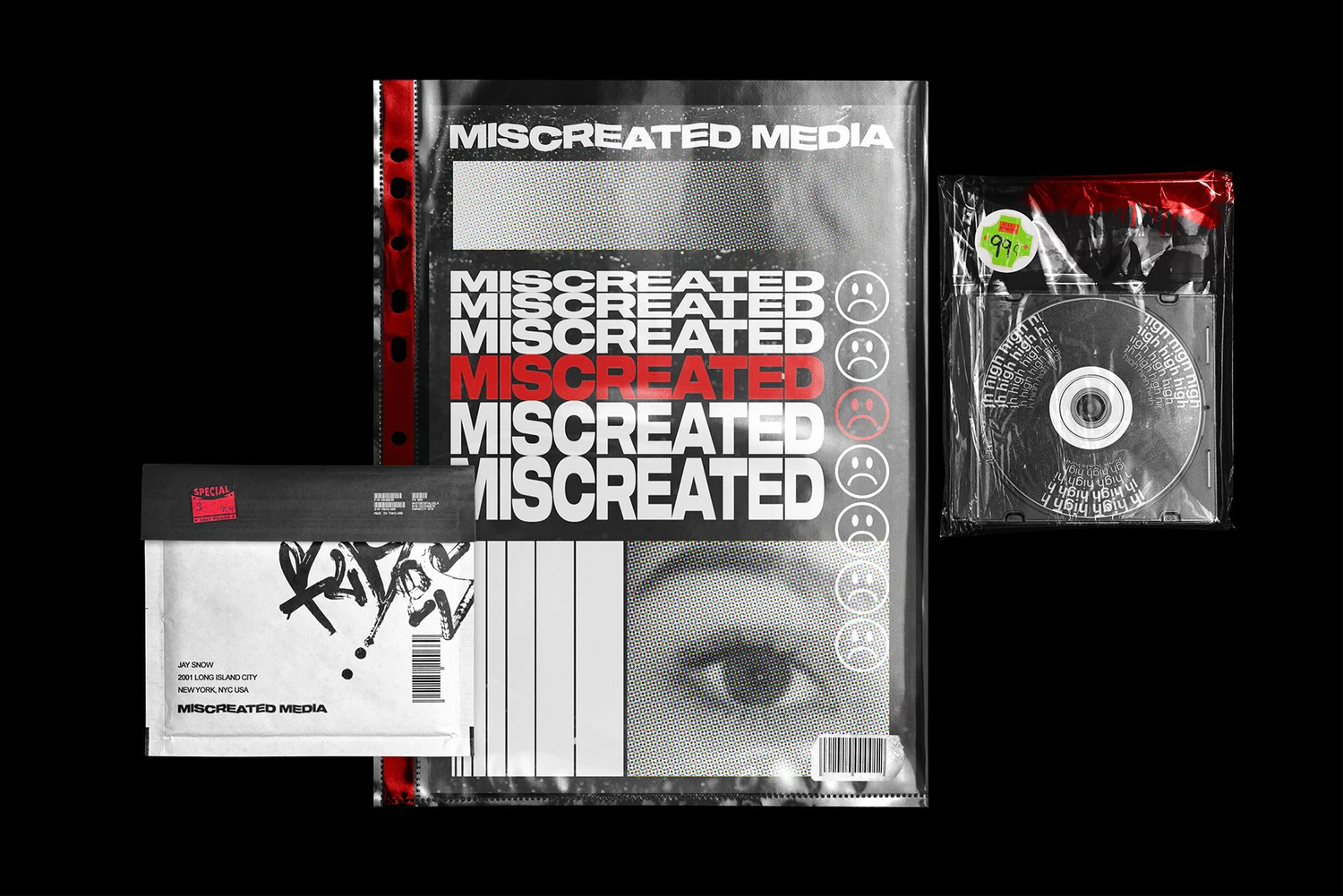 3966 复古潮流透明薄膜塑料破损包装纸ps样机素材mockup展示模板 Miscreated Media Mockup Creator Part@GOOODME.COM