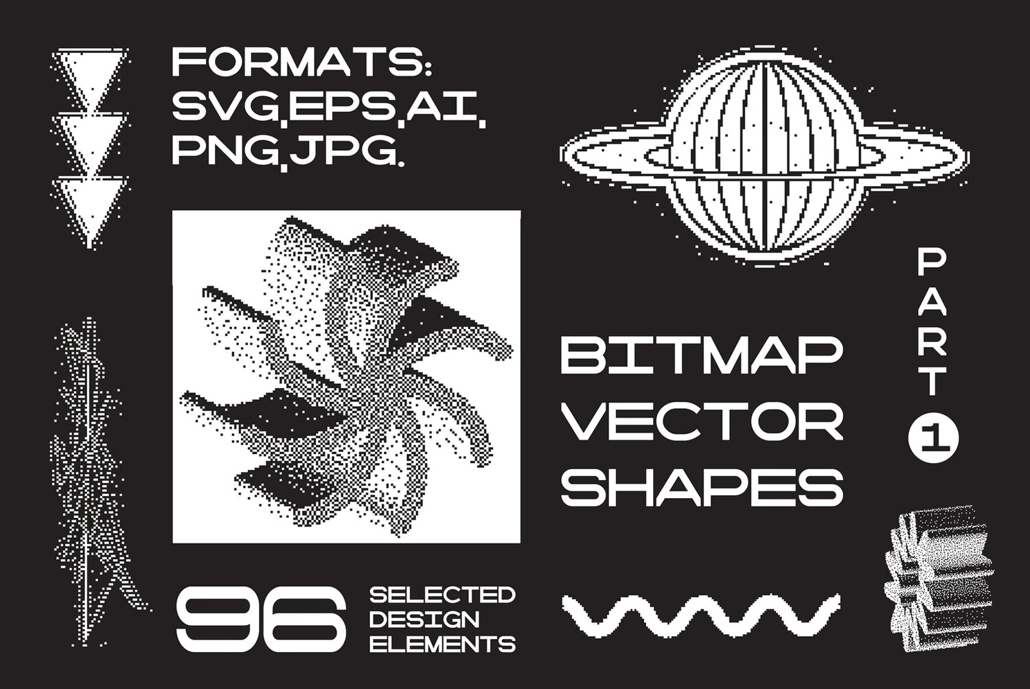 3969 96款抽象艺术半调潮流复古Y2K酸性像素画几何图形ai矢量设计素材 Bitmap Vector Shapes Part 1@GOOODME.COM.rar