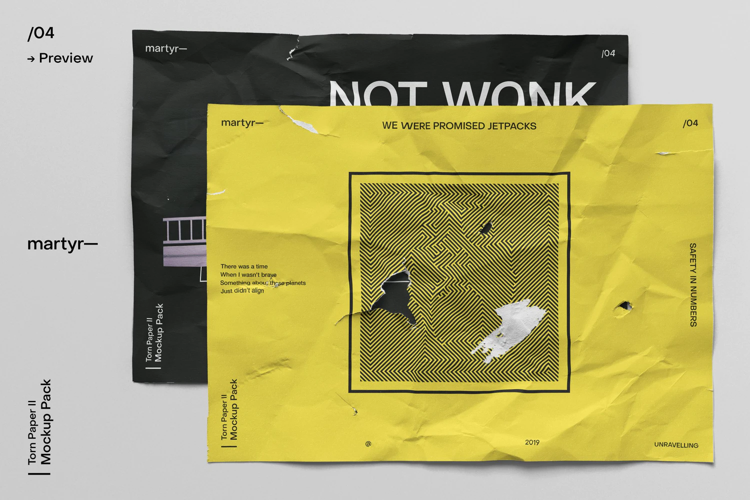 3990 32款潮流破损撕裂褶皱A4纸张海报传单设计样机模板 Torn Paper II — Mockup Pack@GOOODME.COM