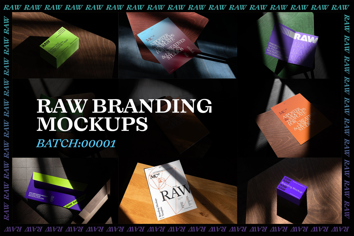 4005 35款名片信封单页折页海报品牌vi设计贴图ps样机素材场景展示效果 Raw Branding Mockups Vol. 1@GOOODME.COM