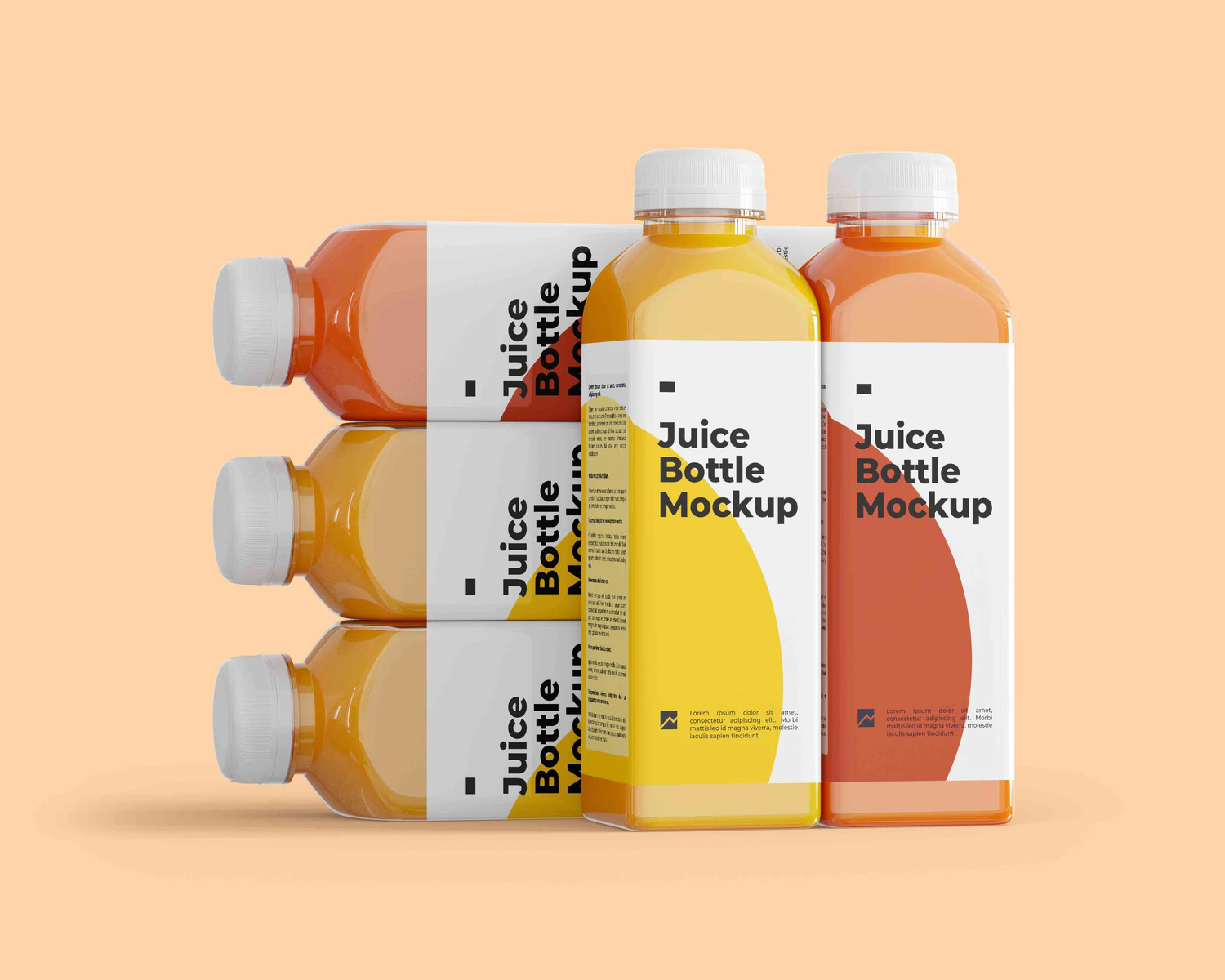 4008 6款果汁饮料PV塑料方瓶包装设计样机