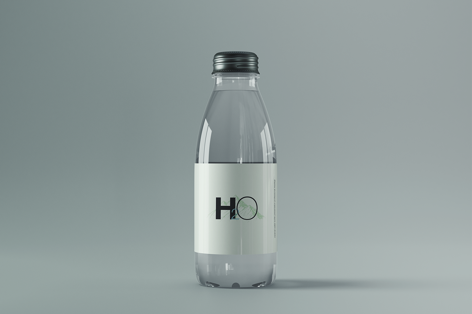 4011 2款透明矿泉水玻璃瓶子包装设计样机