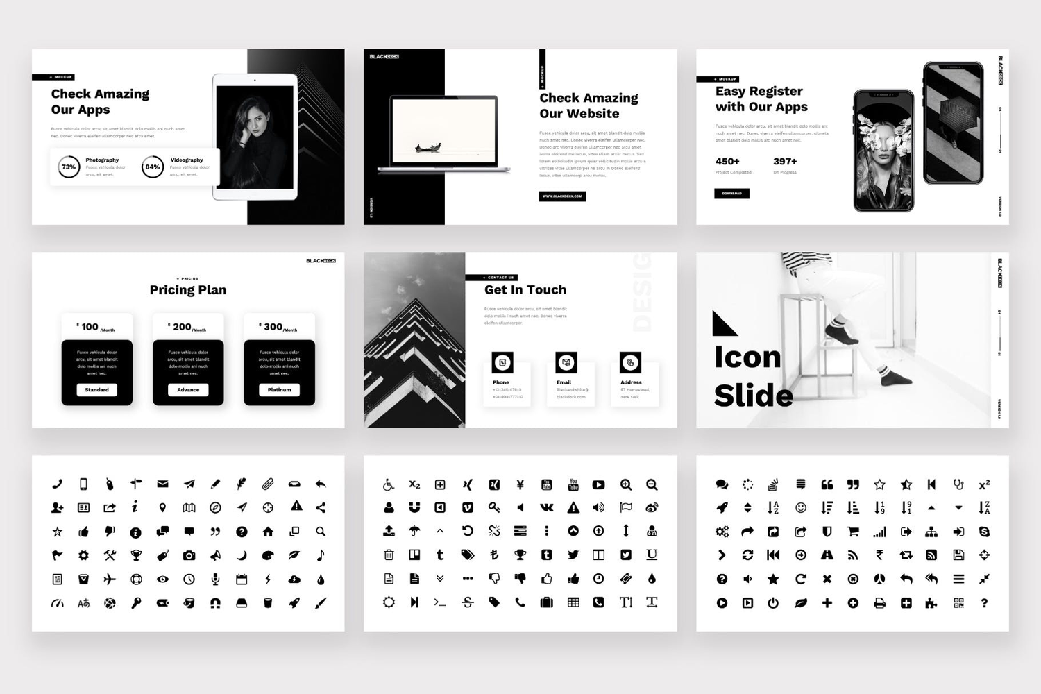 4039 黑白团队建筑设计作品集主题Keynote模板 Blackdeck – Black White Keynote Template@GOOODME.COM