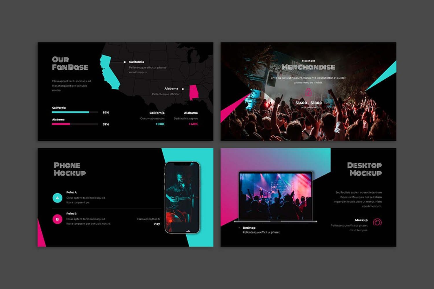 4044 摇滚歌手音乐乐队宣传历程演唱会活动策划案Keynote模板 Music Band Presentation Keynote Template@GOOODME.COM