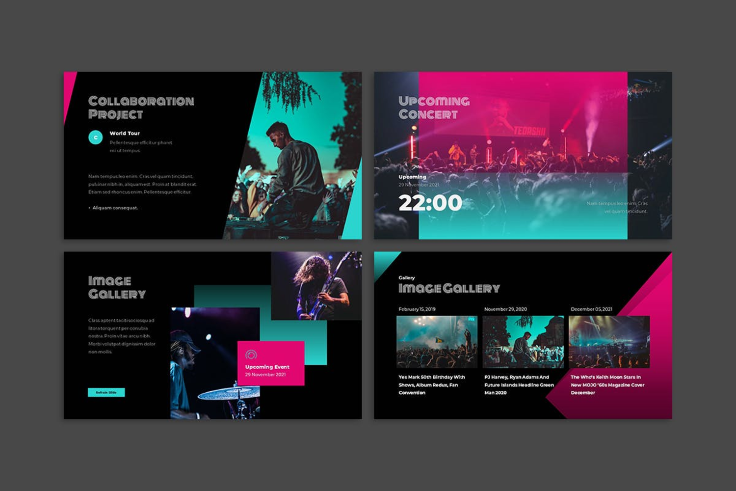 4044 摇滚歌手音乐乐队宣传历程演唱会活动策划案Keynote模板 Music Band Presentation Keynote Template@GOOODME.COM