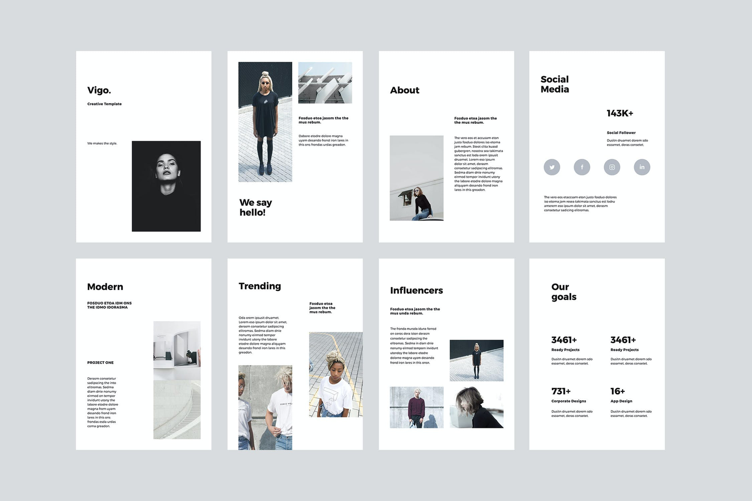 4087 竖版简洁个人简历作品集Keynote模板 VIGO – A4 Vertical Keynote Template@GOOODME.COM