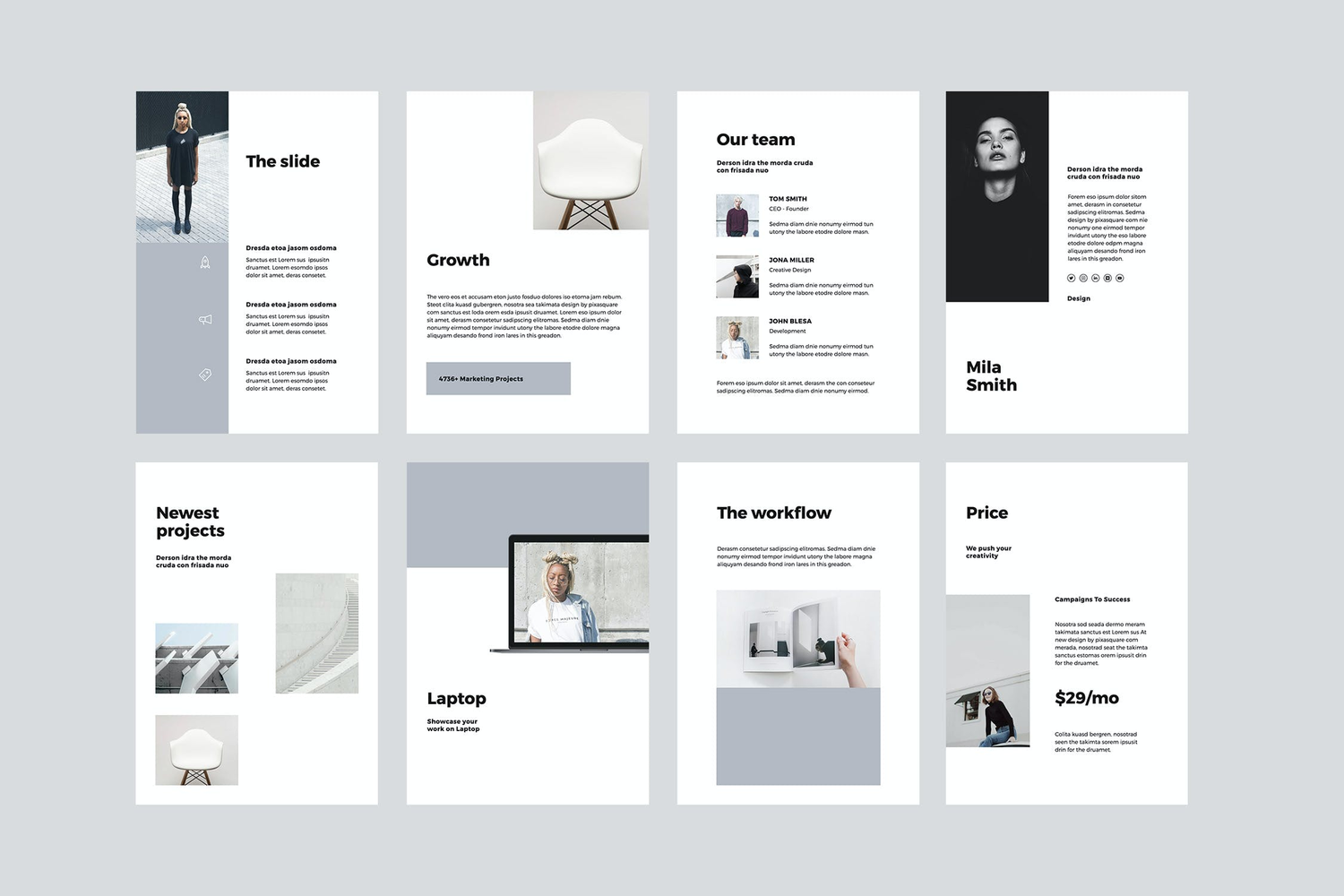 4087 竖版简洁个人简历作品集Keynote模板 VIGO – A4 Vertical Keynote Template@GOOODME.COM