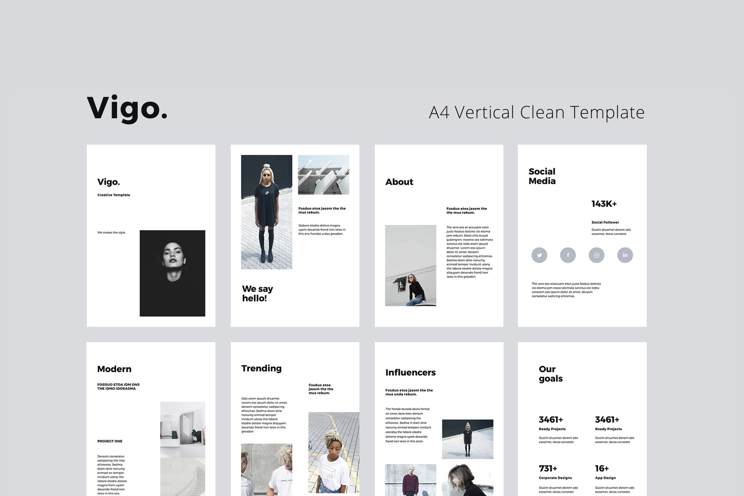 4087 竖版简洁个人简历作品集Keynote模板 VIGO – A4 Vertical Keynote Template@GOOODME.COM