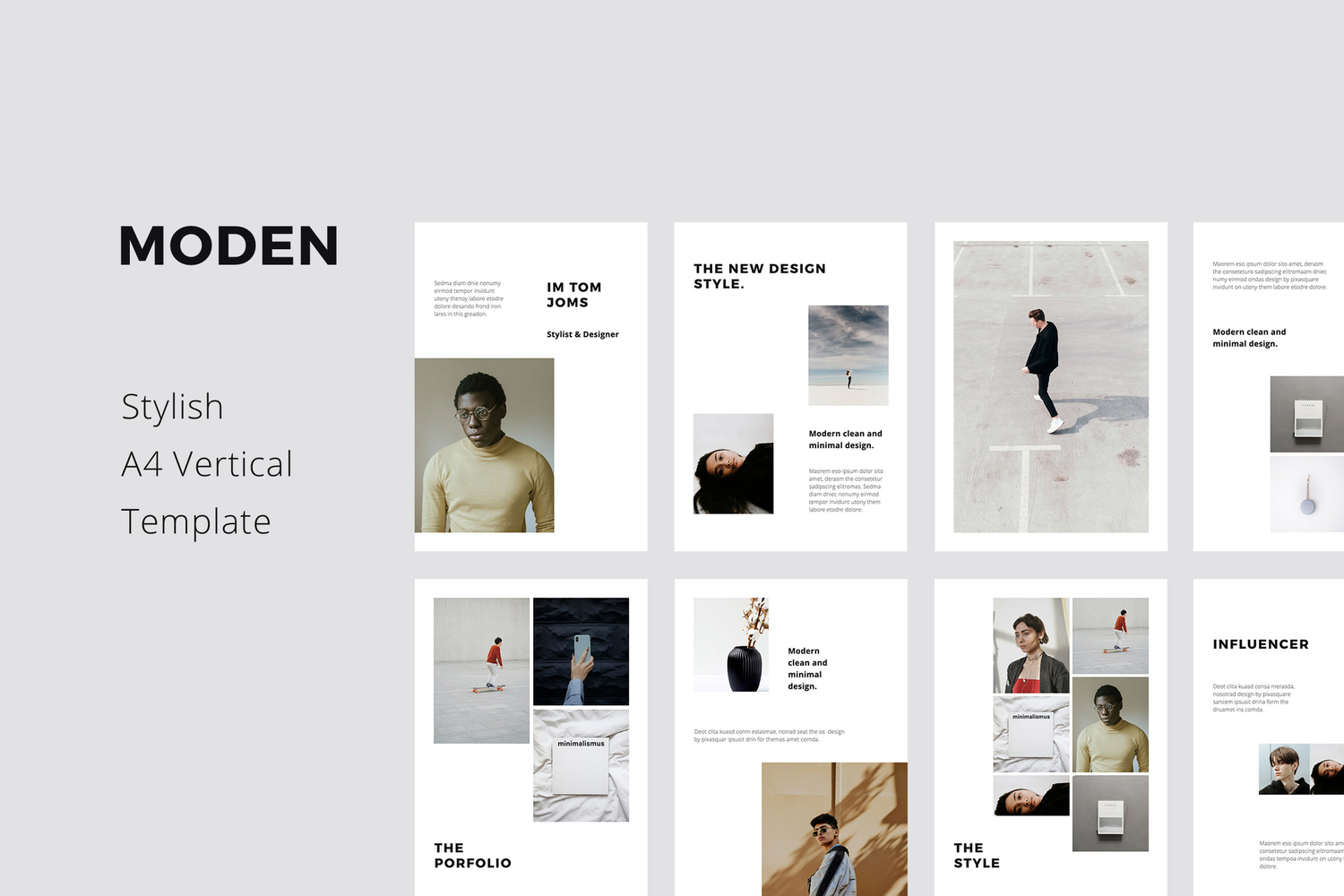 4094 竖版个人作品集简历公司团队介绍Keynote模板 MODEN – A4 Vertical Keynote Style Template@GOOODME.COM