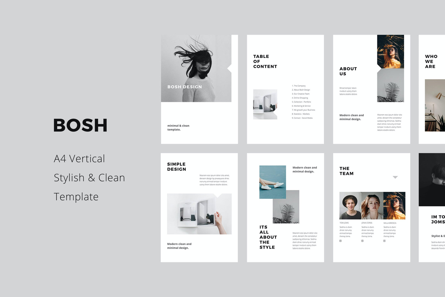 4097 竖版团队个人介绍作品集简历Keynote模板 BOSH – A4 Vertical Keynote Template@GOOODME.COM