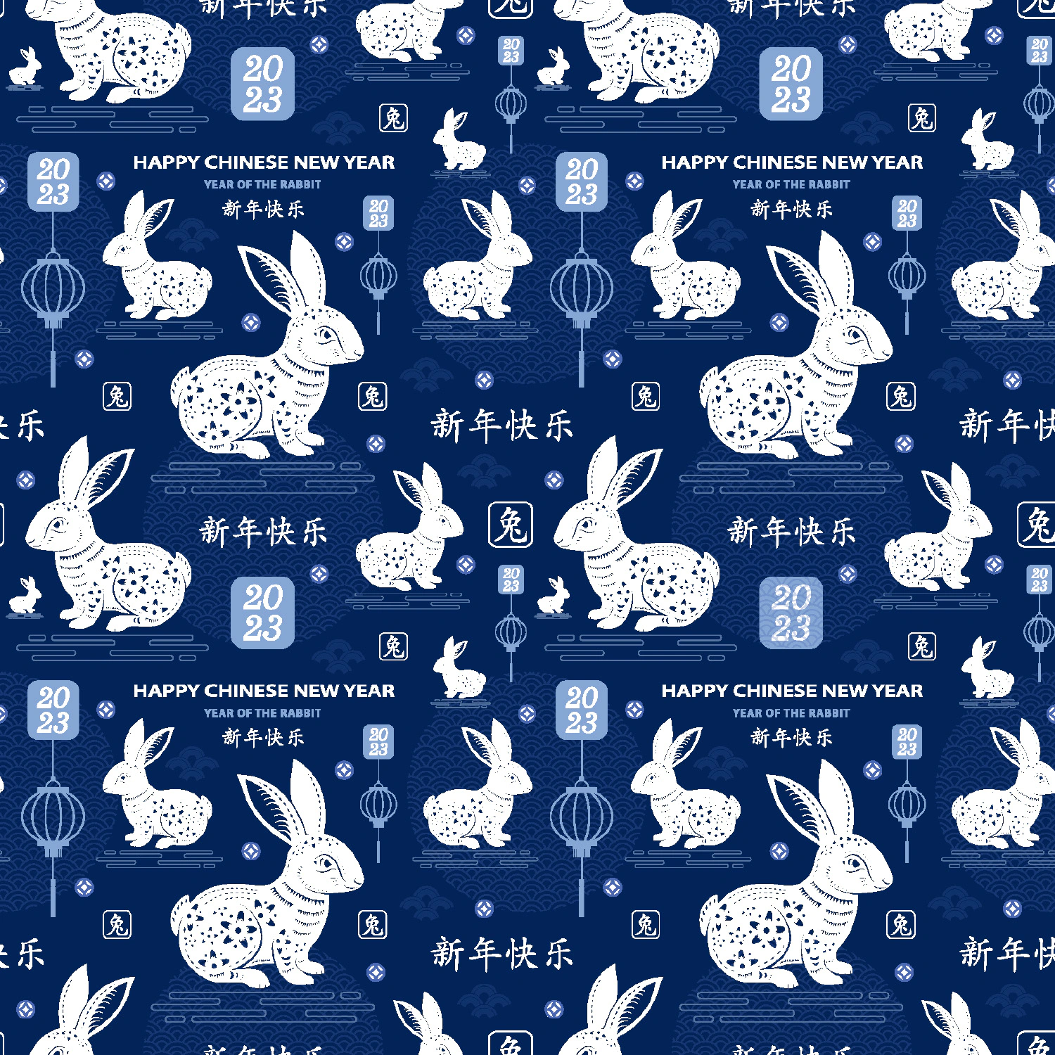 4140 15款可商用兔年窗花剪纸矢量无缝图案素材@GOOODME.COM