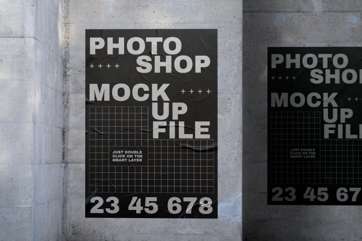 4205 5款户外街景墙面褶皱胶合海报PS样机 Wall Poster Mockup Set@GOOODME.COM